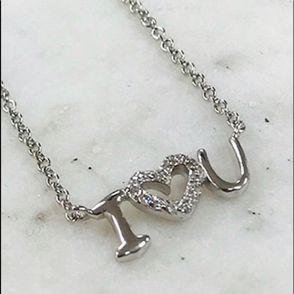 I Love (Heart) You Sterling Silver/CZ Necklace-Boutique - Picture 1 of 5
